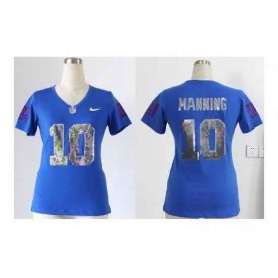 NEW women jerseys new york giants #10 manning blue(Handwork Sequin lettering Fashion)
